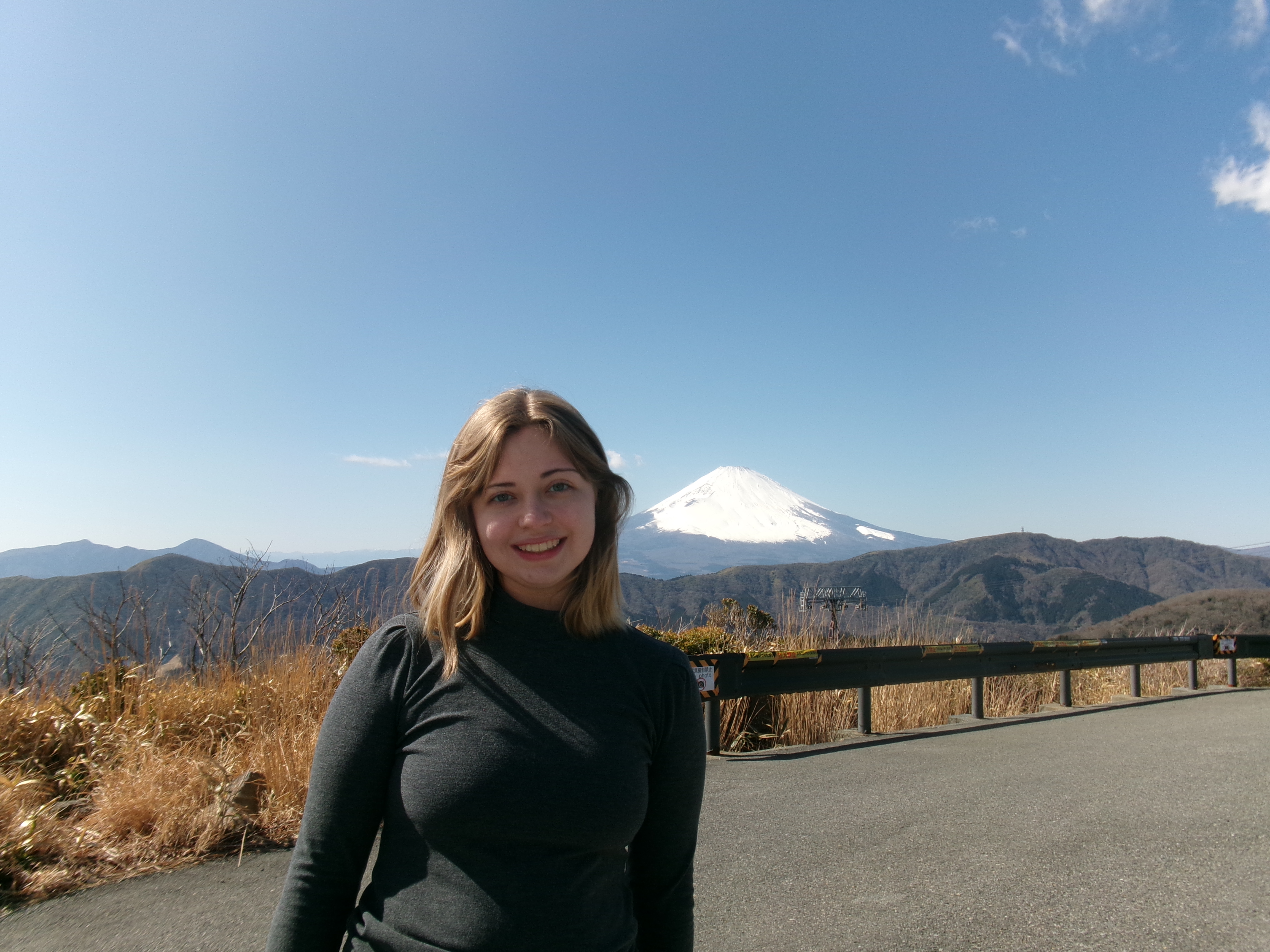 Skylar at Mt, Fuji, Hakone, Japan while backpacking through central Japan. 